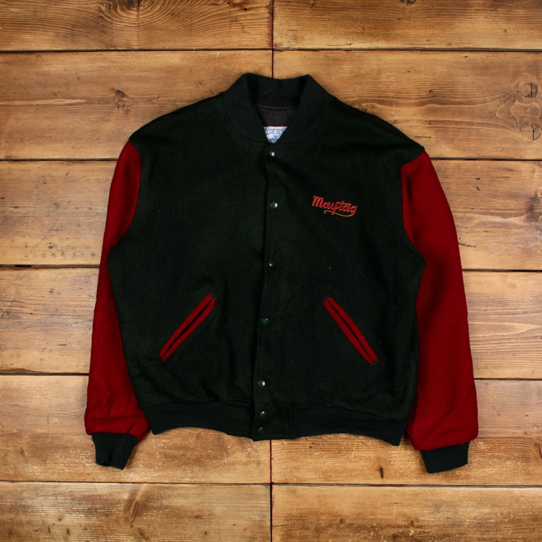 Vintage Horizon Varsity Jacket XL 90s Bomber Wool USA Made Green