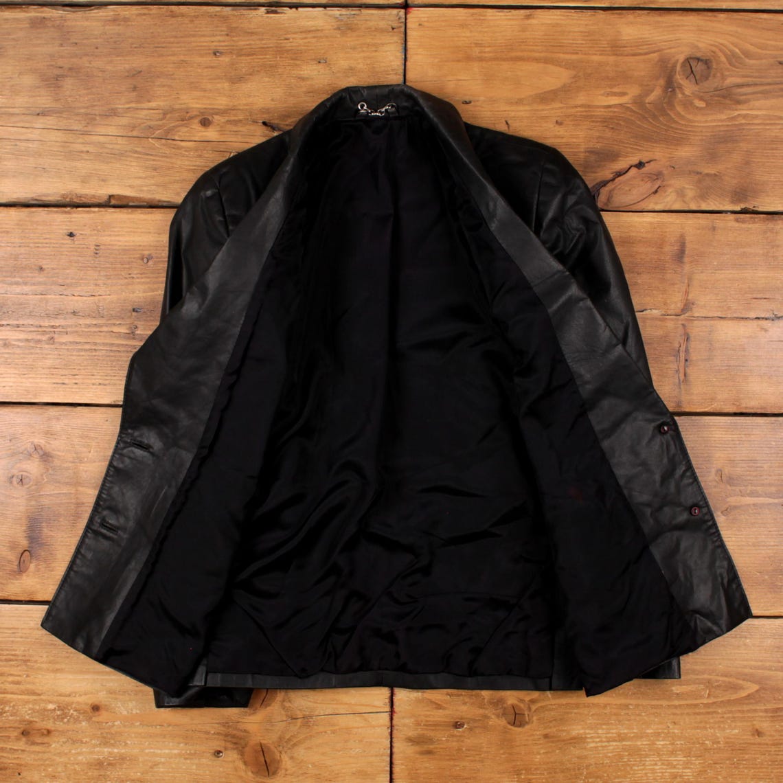 Vintage Blazer Jacket S Faux Leather Black Womens, foto 3 di 5