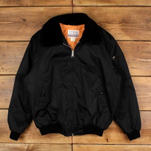 Vintage Sears Bomber Jacket XL 80s Workwear Flight Black