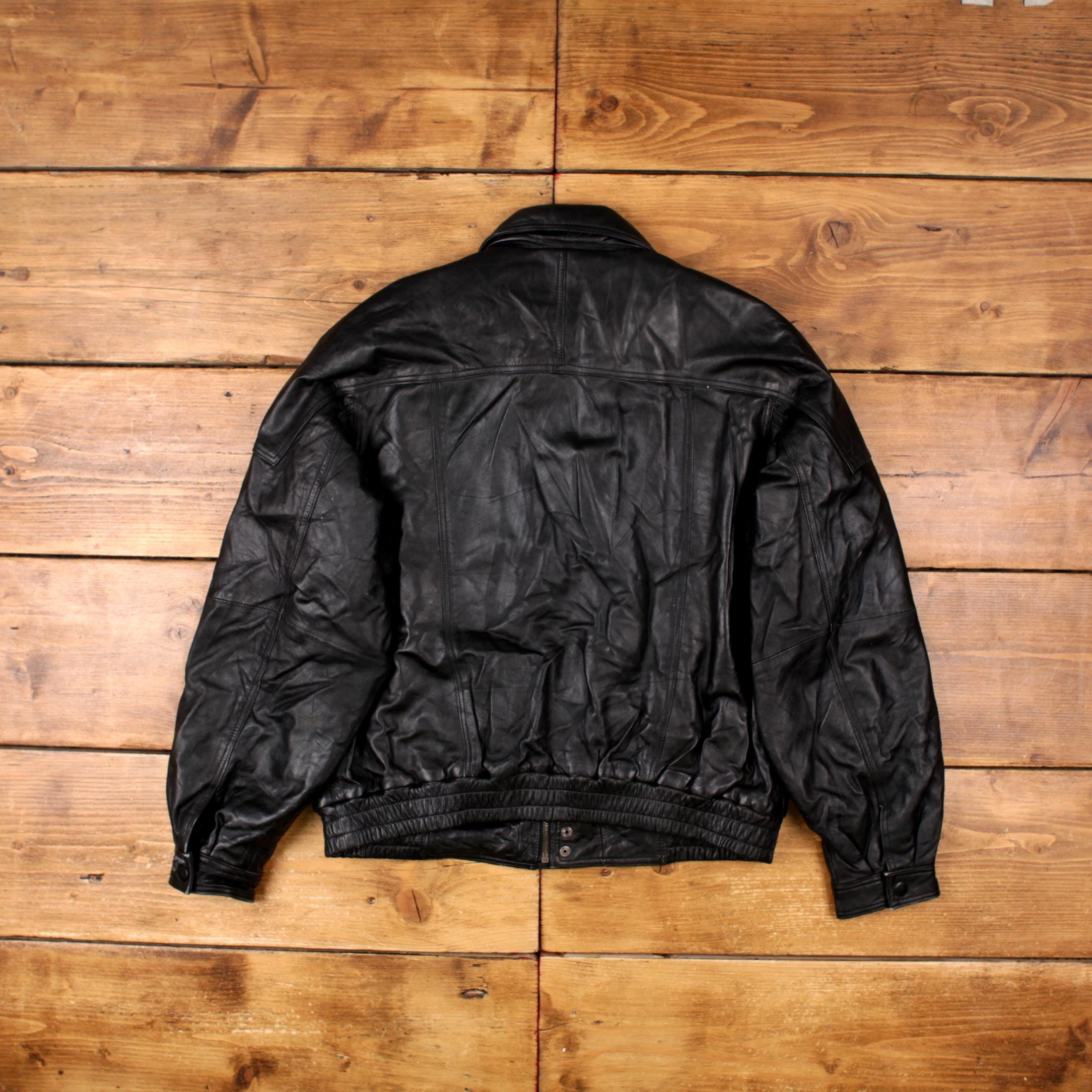 【汚れなし】RETRO SYNTHETIC LEATHER JACKET 90's Distressed Leather Jacket, Distressed Vintage Leather