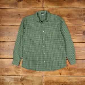 Vintage Old Navy Check Shirt Button L Mens Long Sleeve Green Check