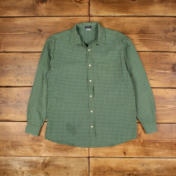 Vintage Old Navy Check Shirt Button L Mens Long Sleeve Green Check - Etsy  Israel