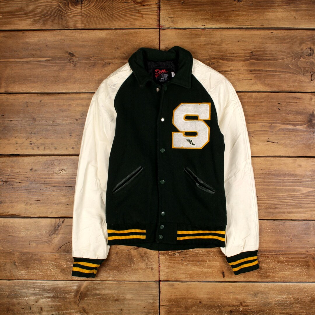 Vintage Dilly Varsity Jacket XS Letterman USA Made Green - Etsy