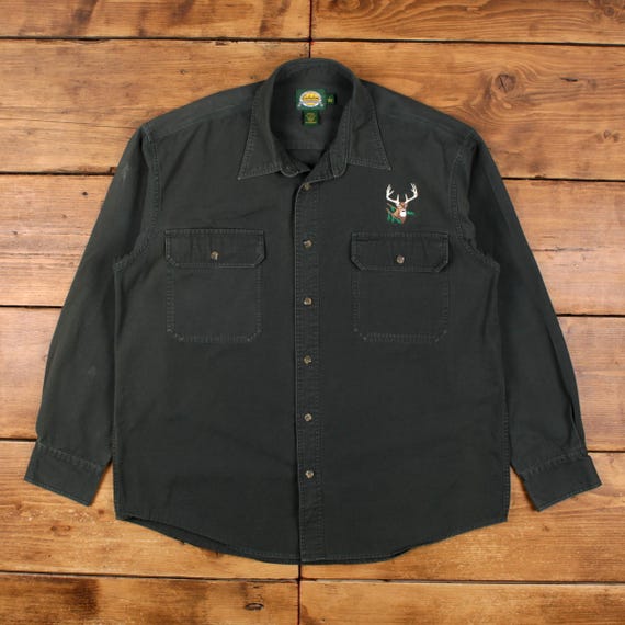 cabela's dress shirts Cabelas Button Up Plaid Dress Shirt Men's Large/Tall LT Green 100% Cotton