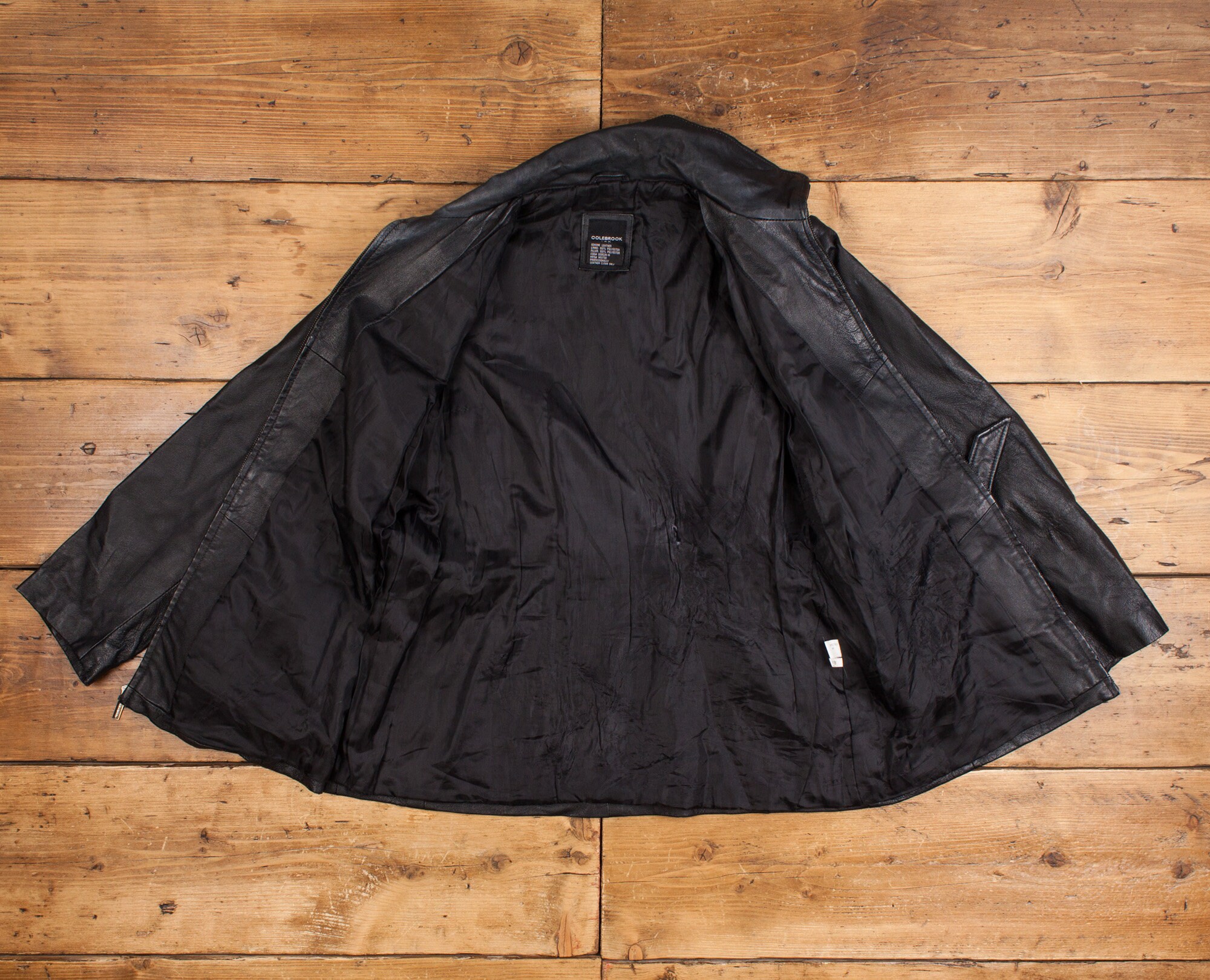 Vintage Colebrook & Co Leather Jacket L 90s Belted Black