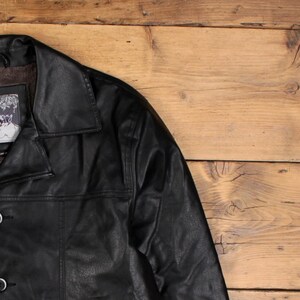 Vintage Whispering Smith Leather Jacket L Car Coat Lined Black image 6