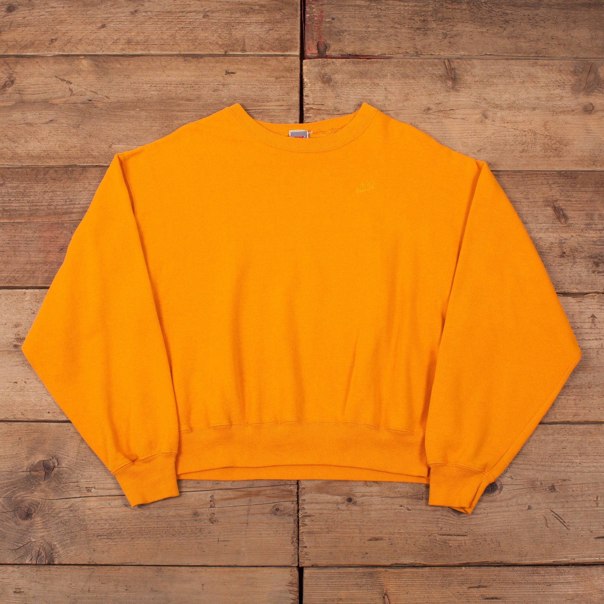 Image of Mens Vintage 90S Nike Grey Tag Yellow Logo Sweatshirt Usa Made M 40" R17409