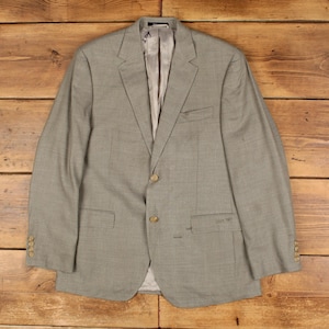 Ralph Lauren Blazer Jacket M 40 Mens 00s Grey Beige Silk Wool Suit Tailored