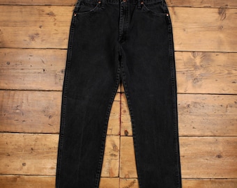 Vintage Wrangler Jeans 34x31 90s Black Faded Stonewash Zip Fly Denim