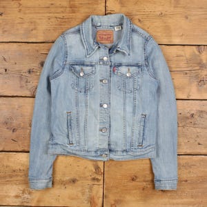 Vintage Levi&#39;s Jeansjacke M Trucker Blau Damen