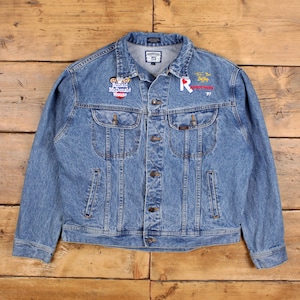 Jaqueta Jeans Lee Vintage L Trucker Azul Bordada Anos 90
