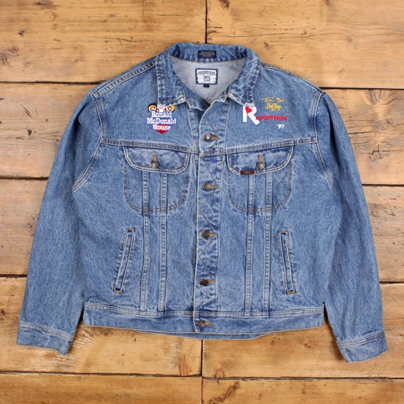 ヴィンテージ Lee デニムジャケット L 90年代 刺繍入り トラッカー