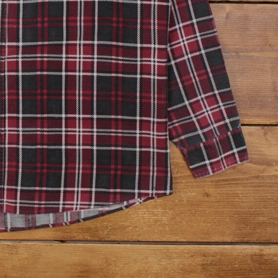 Chemise en flanelle Fieldmaster vintage à manches longues en coton - Carreaux vert rouge blanc Made in USA Taille XL Bûcheron d'extérieur - France