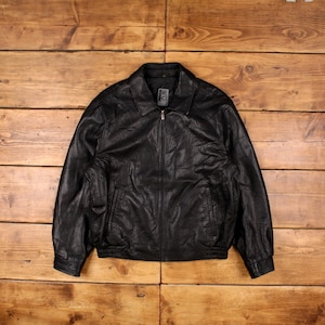 vintage Robert Comstock Blouson en cuir L Bomber Noir