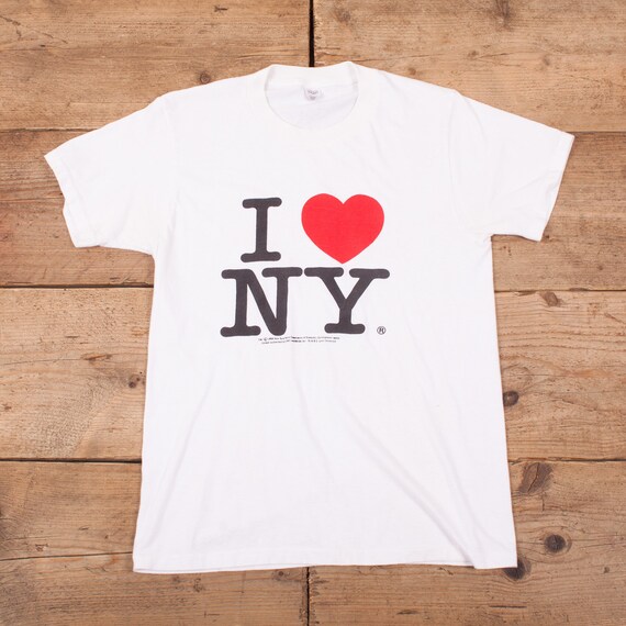 Women's Vintage 90s White I Love Heart NY Single S