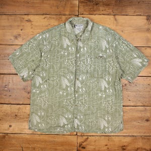 Vintage Columbia Outdoors Shirt Button XL Mens Short Sleeve Green Floral