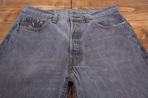 Vintage Levis 501 Jeans 33 X 26 80s USA Made Dark Grey Raw Hem | Etsy