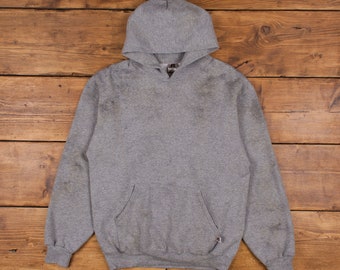 Vintage Sweat à capuche Russell Athletic Blank L Roundneck Hooded Homme Gris