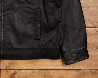 St. John's Bay Leather Jacket XL Mens 00s Black Moto Biker A2