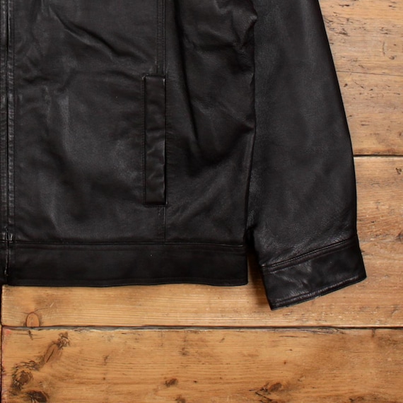 St. John's Bay Leather Jacket XL Mens 00s Black Moto Biker A2