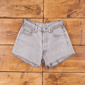 Vintage Levi&#39;s Denim Shorts 26 Levis 501 Raw Hem Womens Light Wash Hot Pants
