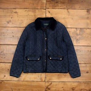 Vintage Ralph Lauren Quilted Jacket L Lauren Jeans Denim Blue Womens