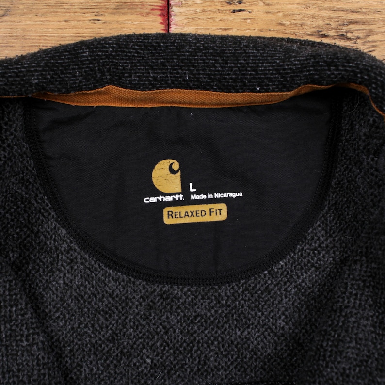 Carhartt 1/4 Zip Sweatshirt L Mens Logo Graphic Workwear Black Pullover image 3