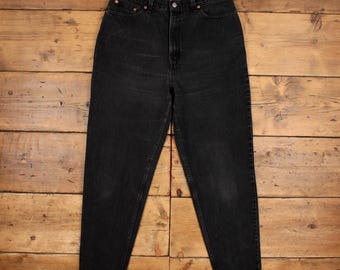 Vintage Levis 550 Jeans 32 x 30 USA Made 90s Dark Wash Straight Schwarz Damen