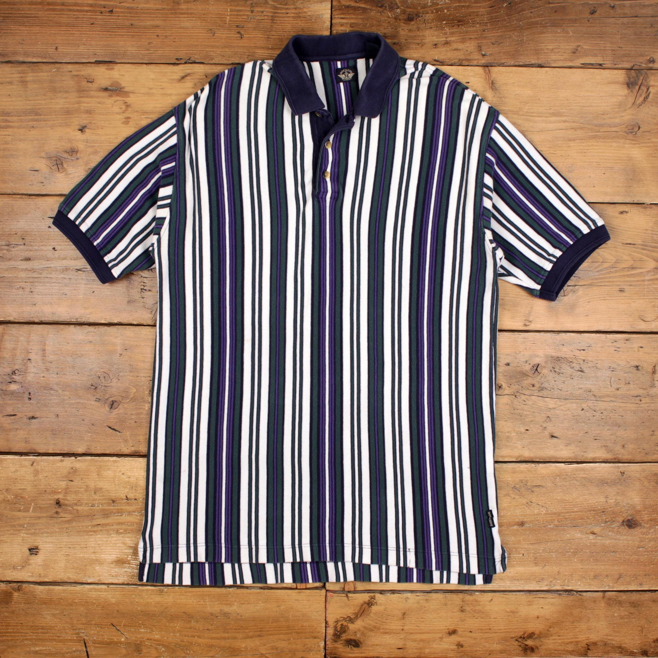 Vintage Polo Shirt T Shirt XL 90s Dockers Stripe