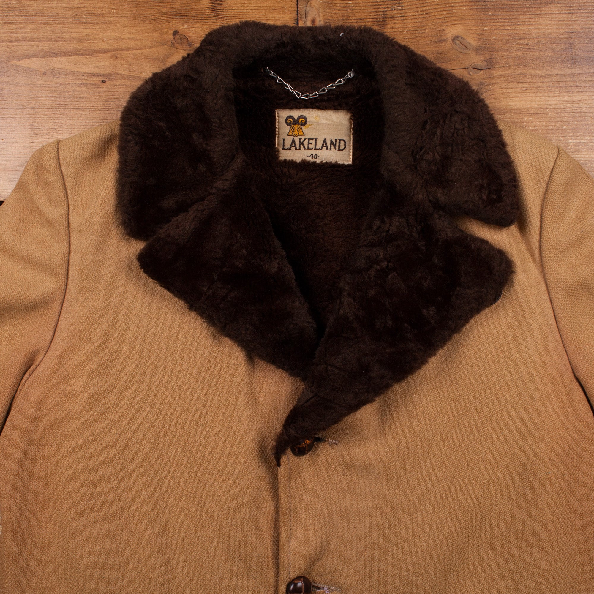 Vintage Lakeland Coat Coat M 80s Faux Fur Lined Tan Brown