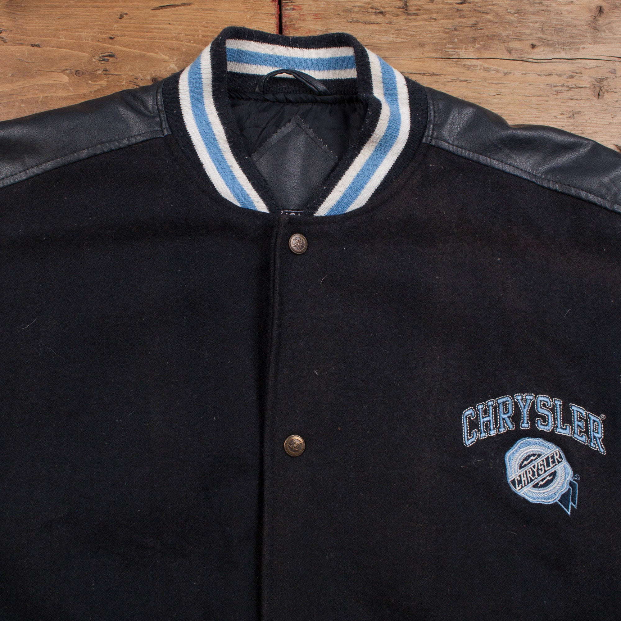 Vintage Chrysler Varsity Jacket 2XL Bomber Black Snap - Etsy Vintage Chrysler Varsity Jacket 2XL Bomber Black Snap - Etsy