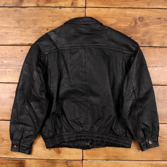 ジャケット・アウター St John's Bay Leather Jacket Black Vintage St.John's Bay Men's Black Motorcycle Leather Jacket Size
