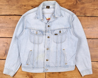 Vintage Lee Denim Jacket L 70s Trucker Embroidered Tahoe Blue - Etsy