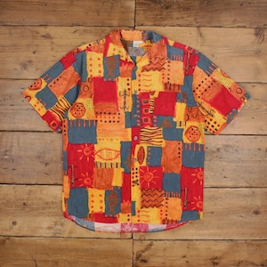 Vintage The Territory Ahead Casual Shirt Button M All Over Print Abstract Mens