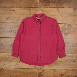 Vintage L.L.Bean Chamois Shirt Button M USA Made 90s Womens Long Sleeve Pink