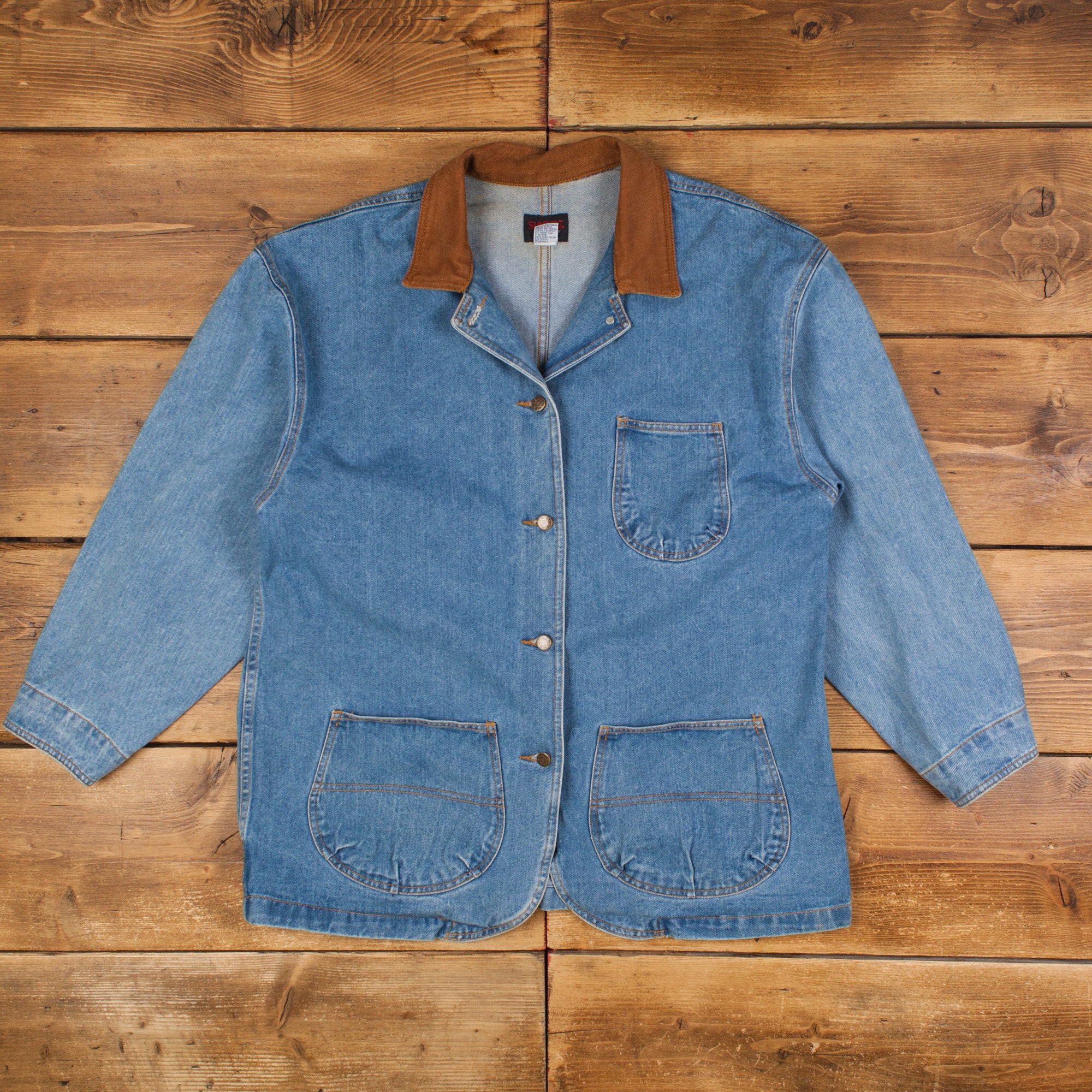 Vintage Sun Belt Denim Jacket XL Oversized Stonewash Workwear Jean 