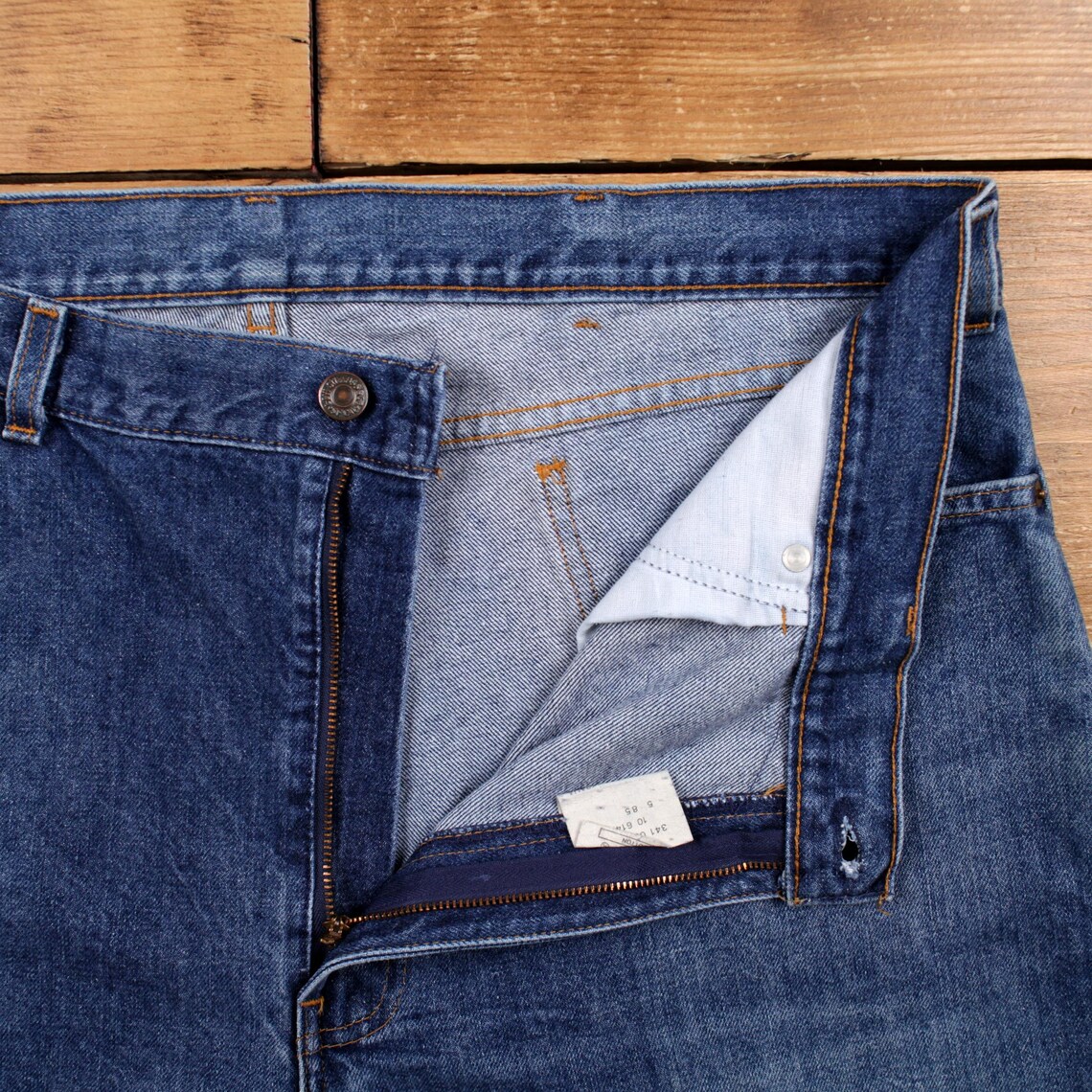 Vintage Levis Jeans 40 x 32 80s Stonewash Straight Blue Orange Tab Denim, foto 3 di 5