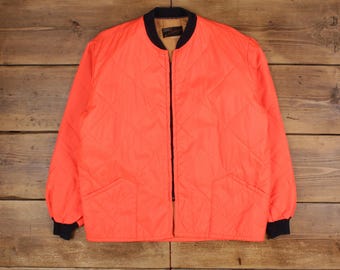 Chaqueta de trabajo vintage Sears, años 70, acolchada, color naranja