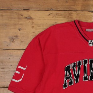 Vintage Avirex T-shirt 2XL Mens 00s V-neck Jersey Red Streetwear Y2k Hip Hop image 4