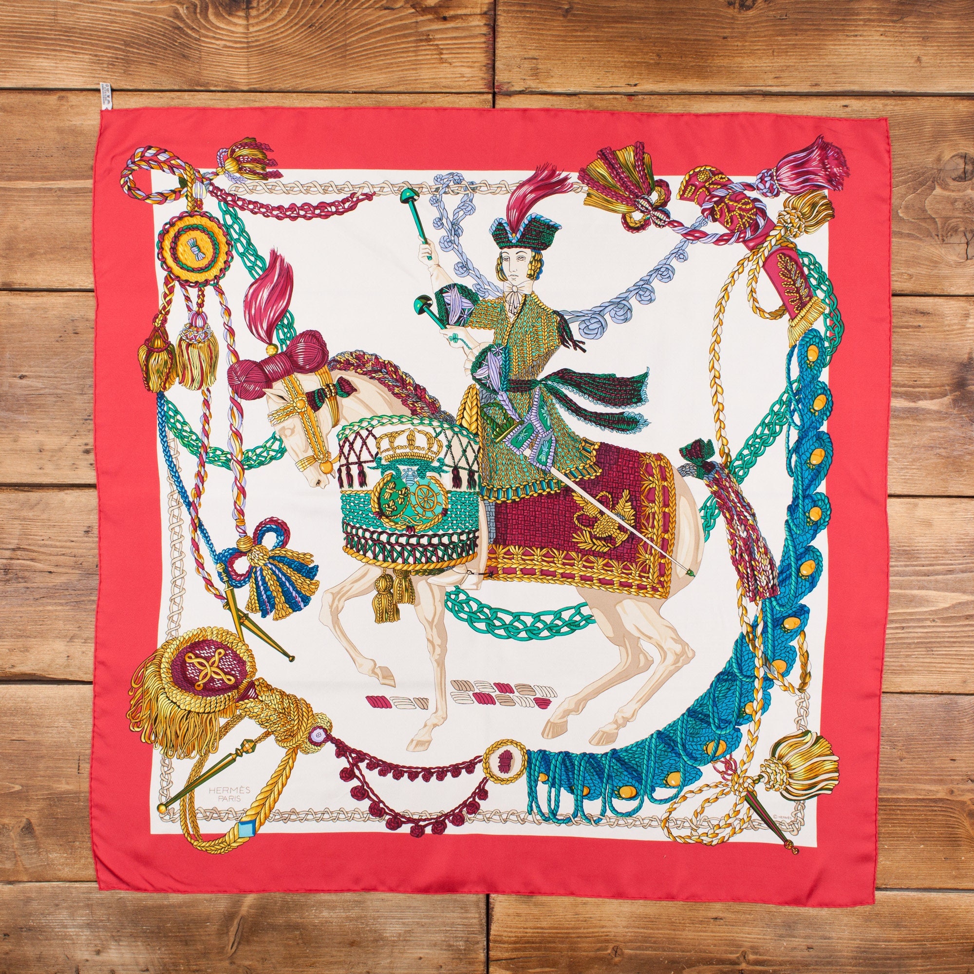 Vintage Hermes Silk Scarf Carre Le Timbalier Marie Francoise 