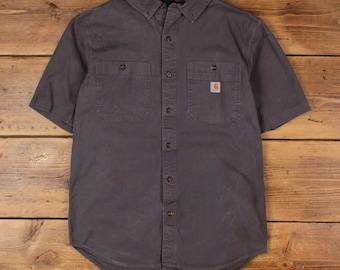 90s carhartt work shirts 星タグ made in USA Vintage 1980s Carhartt Rugged Outdoor Wear Button up Shirt Mens S