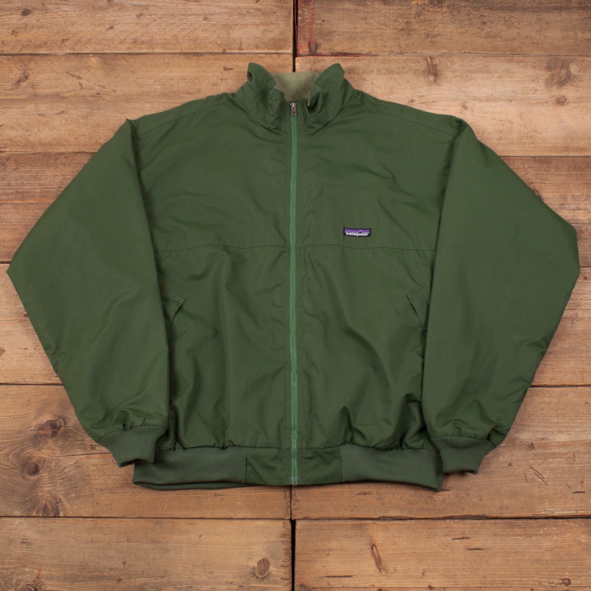 Mens Vintage Patagonia Green Fleece Lined Bomber Jacket XL 48