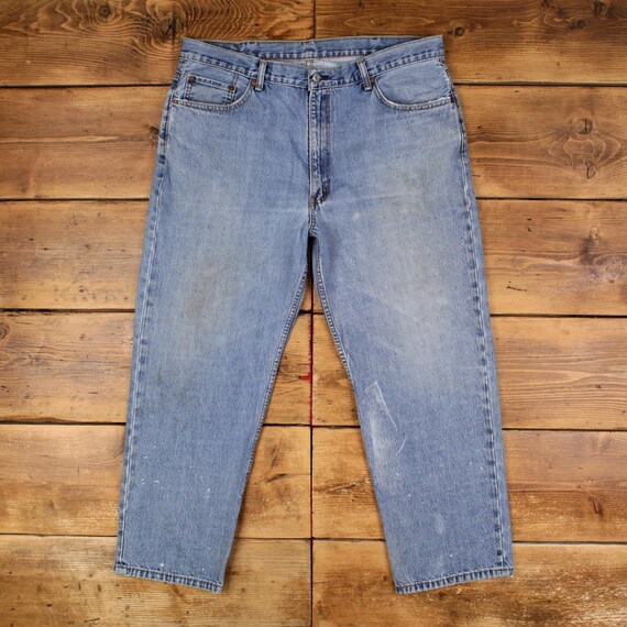Levis 550 Jeans 40x30 Blue Relaxed Taper Light Stonewash Red Denim