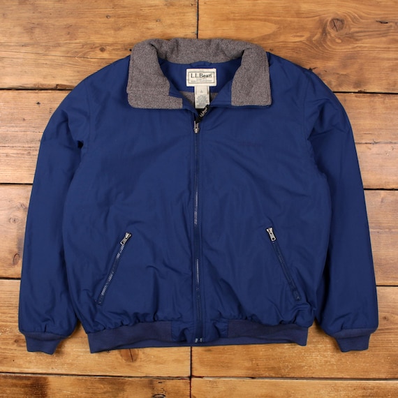 Vintage L.l.bean Windbreaker Jacket L 90s Warm-up Fleece Blue