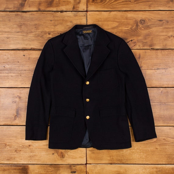 Vintage Brooks Brothers Blazer Jacket XS 90s Navy USA Made Blue 