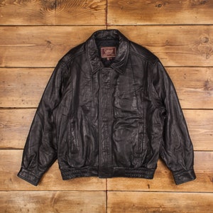 Vintage Colebrook American Classics Leather Jacket XL 90s Bomber Black Zip  - Etsy