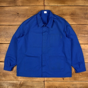 Vintage French Workwear Jacket XL Blue Button Chore Utility Cotton