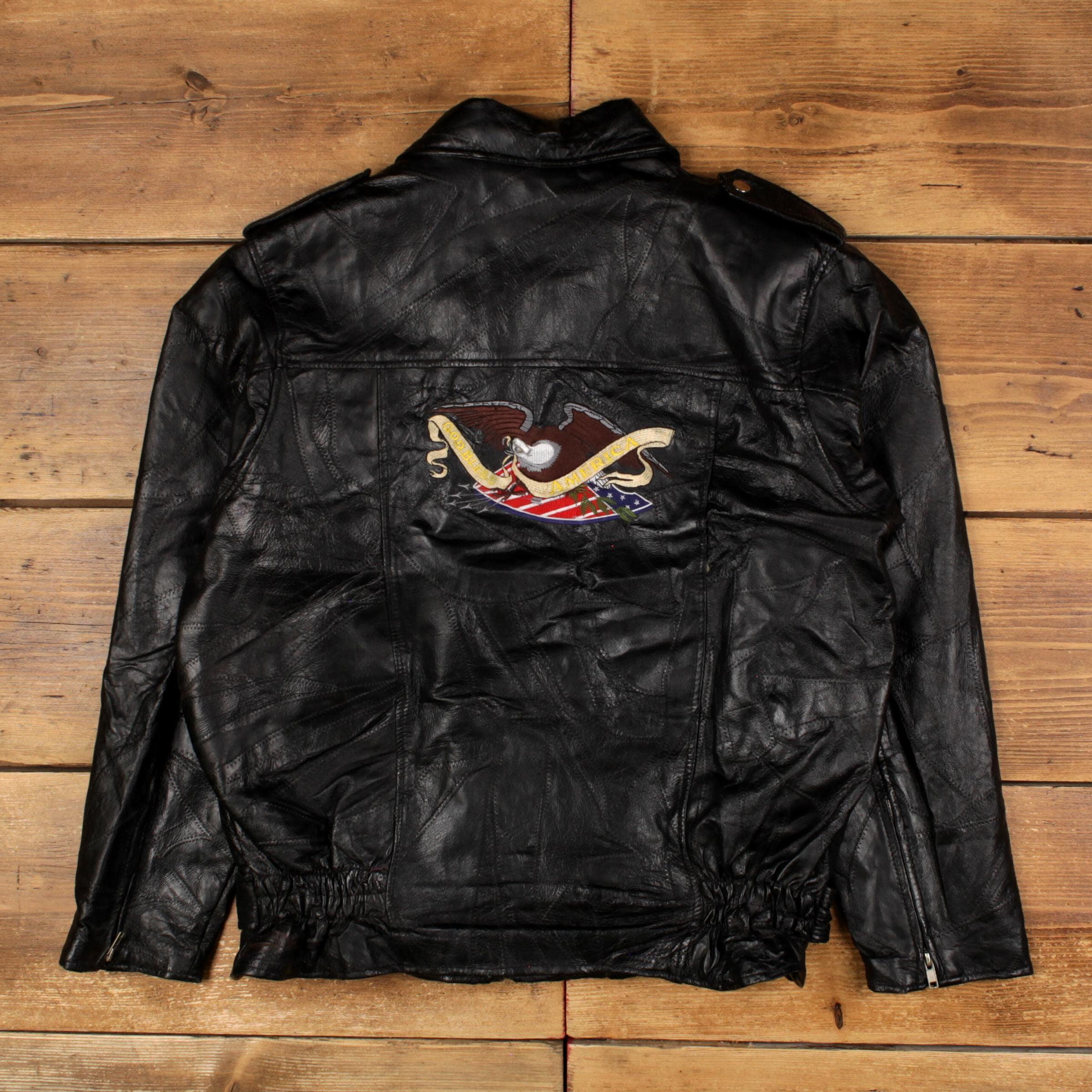 Vintage Leather Jacket XL 90s Biker Patchwork Black - Etsy