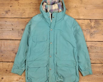 Vintage Woolrich Outdoor Jacket M 80s Parka Wool Lined USA Made Blue Womens