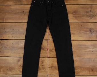 Levis 501 Jeans 30x32 Schwarz Regular Gerade verblasste Button Fly Red Tab Denim